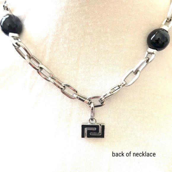 Versace Black & Rhodium Necklace w/Original box - Picture 3 of 6